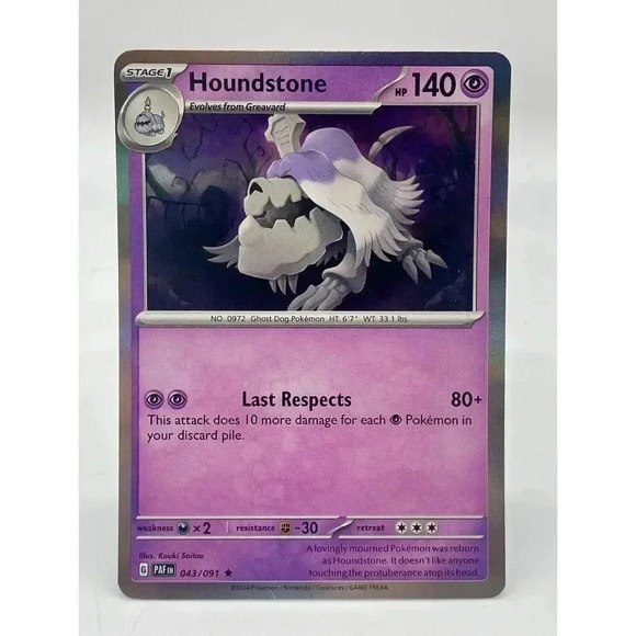 Houndstone 043/091 S & V Paldean Fates Holo Pokemon TCG Mint Unplayed - Picture 1 of 7